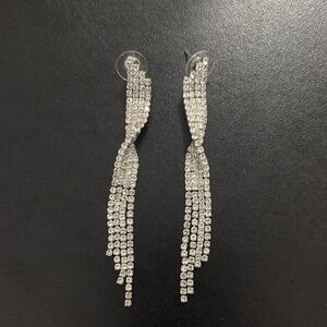 Elegant Silver Crystal Dangle Earrings
